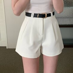 ショートパンツ 【SET】スラックショートパンツ+ベルト WHITE