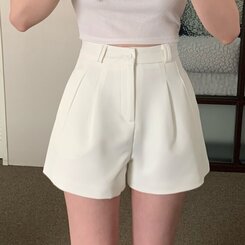ショートパンツ 【SET】スラックショートパンツ+ベルト WHITE
