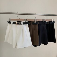 ショートパンツ 【SET】スラックショートパンツ+ベルト