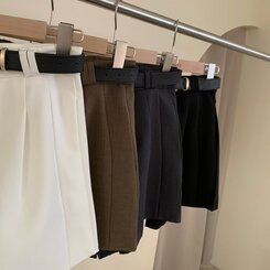 ショートパンツ 【SET】スラックショートパンツ+ベルト