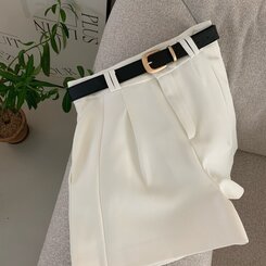 ショートパンツ 【SET】スラックショートパンツ+ベルト