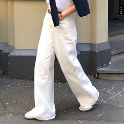【丈別】オールデイベーシックコットンワイドパンツ WHITE