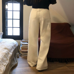 【丈別】オールデイベーシックコットンワイドパンツ WHITE