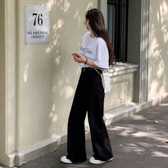 【丈別】オールデイベーシックコットンワイドパンツ BLACK