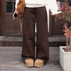 【丈別】オールデイベーシックコットンワイドパンツ BROWN