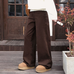 【丈別】オールデイベーシックコットンワイドパンツ BROWN