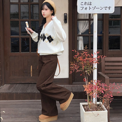 【丈別】オールデイベーシックコットンワイドパンツ BROWN