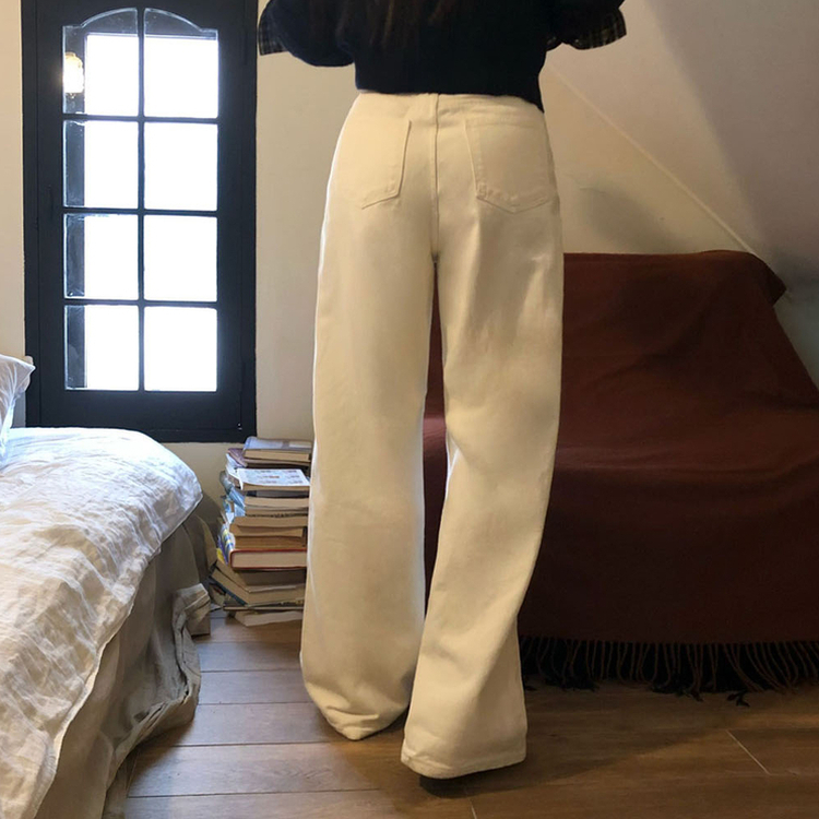 【丈別】オールデイベーシックコットンワイドパンツ WHITE