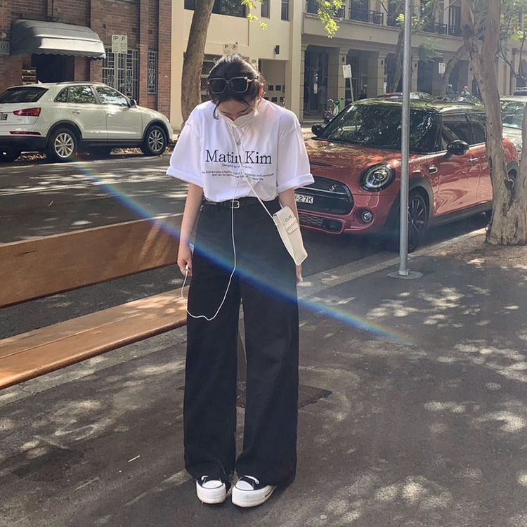 【丈別】オールデイベーシックコットンワイドパンツ BLACK