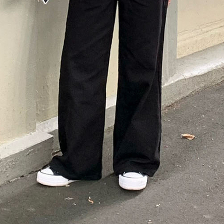 【丈別】オールデイベーシックコットンワイドパンツ BLACK