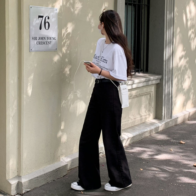 【丈別】オールデイベーシックコットンワイドパンツ BLACK