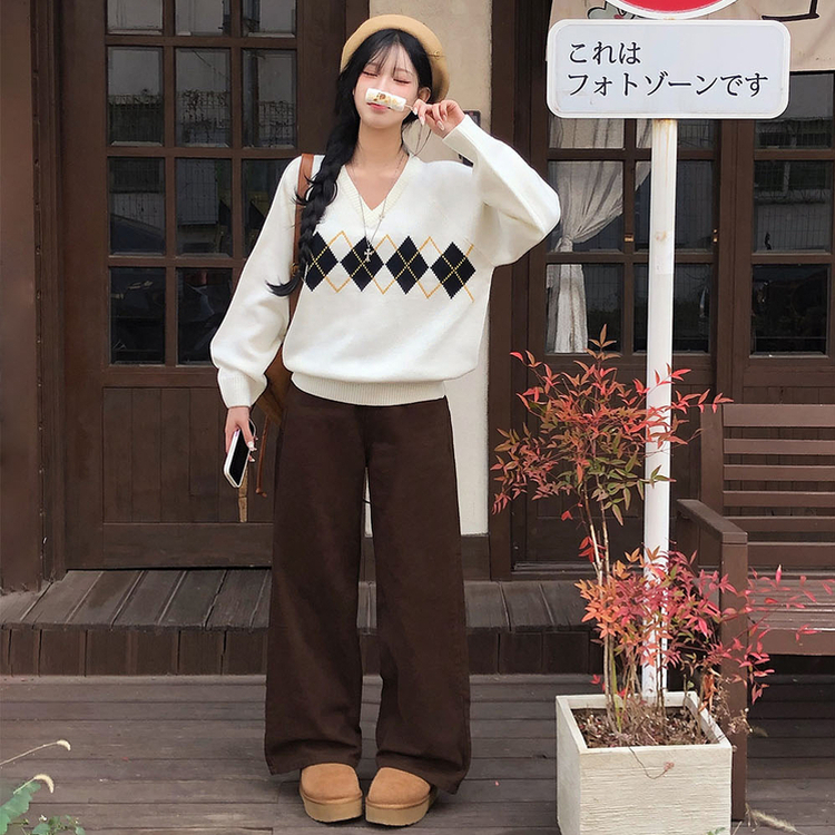 【丈別】オールデイベーシックコットンワイドパンツ BROWN