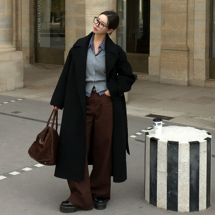 【丈別】オールデイベーシックコットンワイドパンツ BROWN