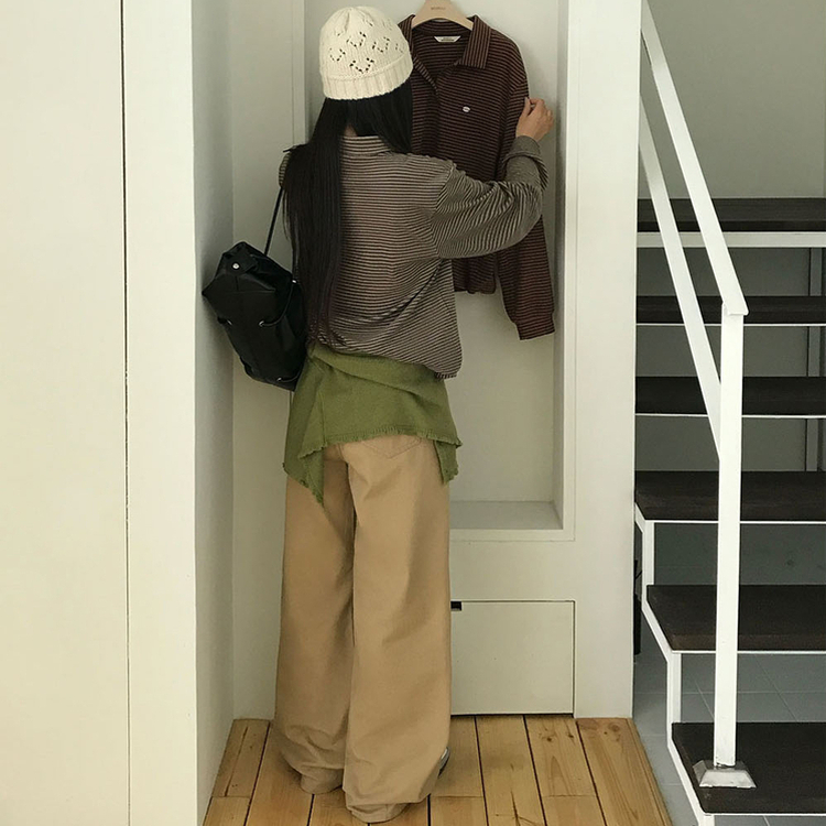 【丈別】オールデイベーシックコットンワイドパンツ BEIGE