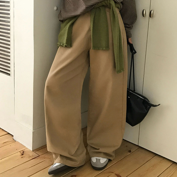 【丈別】オールデイベーシックコットンワイドパンツ BEIGE