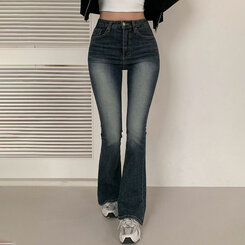 [春の新商品10%][ベリードmade/国内製作/ショート、ロング] ケイト ビンテージ ウォッシング ブーツカット デニムパンツ DENIM