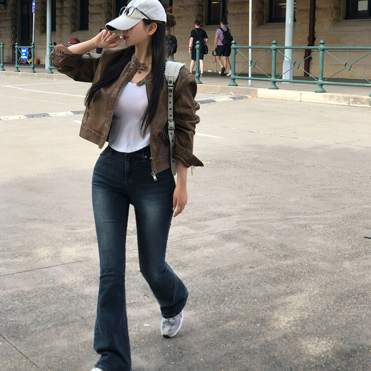 [春の新商品10%][ベリードmade/国内製作/ショート、ロング] ケイト ビンテージ ウォッシング ブーツカット デニムパンツ DARK DENIM