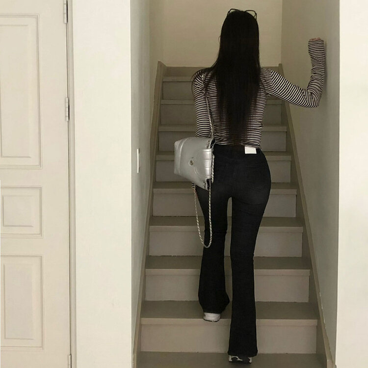 [春の新商品10%][ベリードmade/国内製作/ショート、ロング] ケイト ビンテージ ウォッシング ブーツカット デニムパンツ BLACK