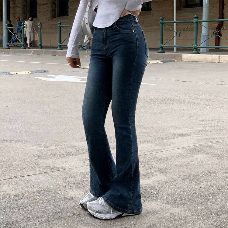 [春の新商品10%][ベリードmade/国内製作/ショート、ロング] ケイト ビンテージ ウォッシング ブーツカット デニムパンツ DARK DENIM