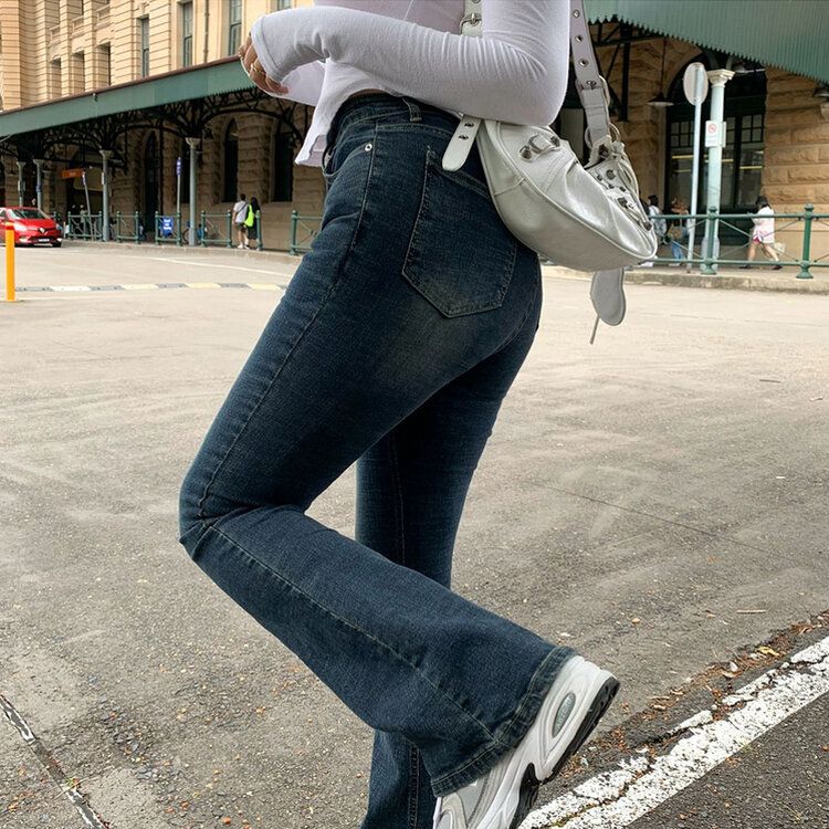 [春の新商品10%][ベリードmade/国内製作/ショート、ロング] ケイト ビンテージ ウォッシング ブーツカット デニムパンツ DARK DENIM