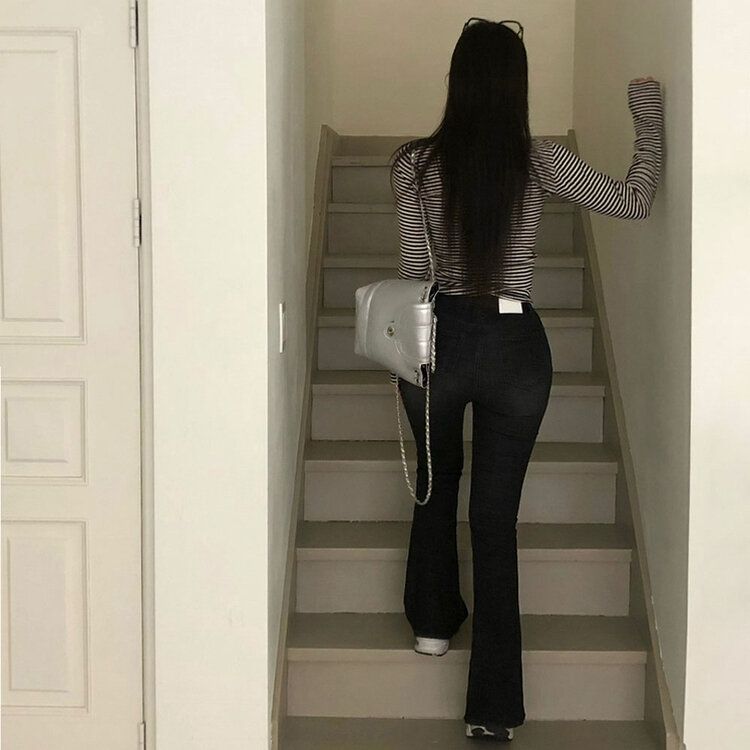 [春の新商品10%][ベリードmade/国内製作/ショート、ロング] ケイト ビンテージ ウォッシング ブーツカット デニムパンツ BLACK