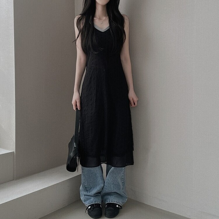 シースルーレイヤーワンピース BLACK