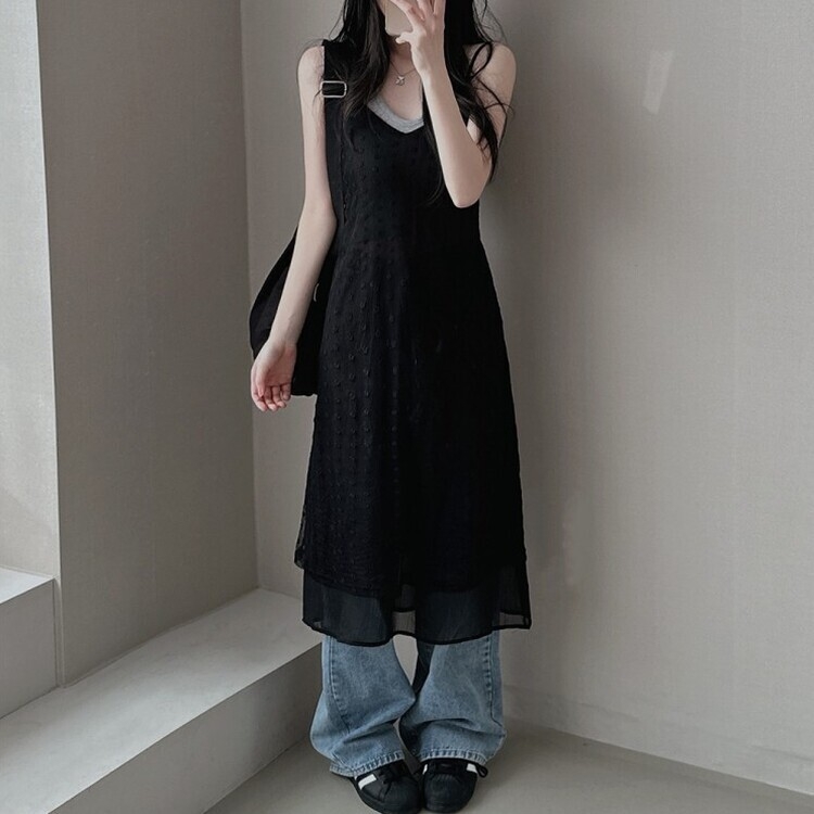 シースルーレイヤーワンピース BLACK