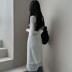 ロングワンピース シースルーレイヤーワンピース IVORY