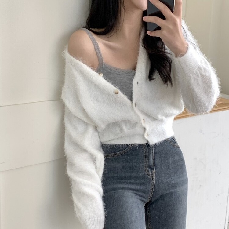 カップ付レースキャミソール5色 GRAY