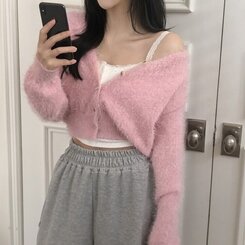 [캡내장!레이스포인트!]단추 골지 레이스 스판 레이어드 나시 5color 아이보리