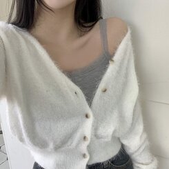 [캡내장!레이스포인트!]단추 골지 레이스 스판 레이어드 나시 5color 그레이