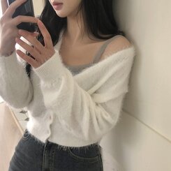 [캡내장!레이스포인트!]단추 골지 레이스 스판 레이어드 나시 5color 그레이