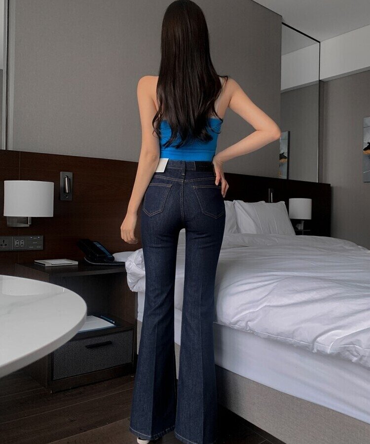 センタープレスブーツカットパンツ DARK BLUE