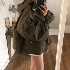 オーバーフィットフードウィンドブレーカー KHAKI