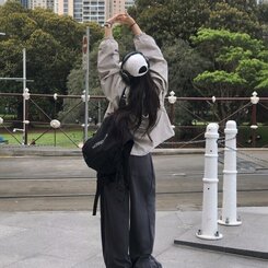 オーバーフィットフードウィンドブレーカー GRAY