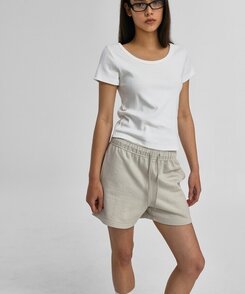 シンプルUネック半袖T WHITE