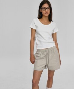 シンプルUネック半袖T WHITE