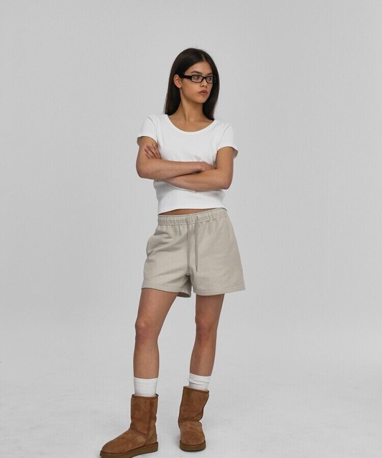 シンプルUネック半袖T WHITE