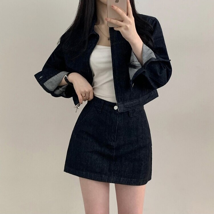 D&G デニム ミニスカート ジッパーポケット付き Amazon.co.jp: [はてい] ブルー,XL, レディース デニム ミニ