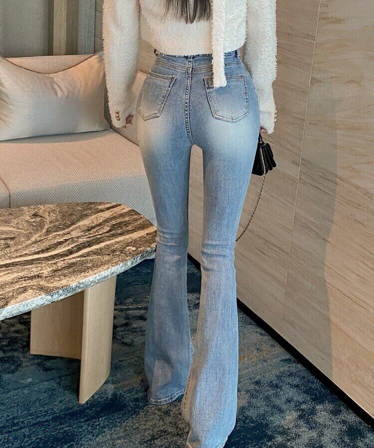 骨盤パッドロングスリムブーツカットスパンデニム｜デニム｜韓国