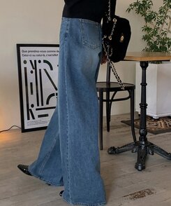 ワイド ハイウエストワイドジーンズ BLUE