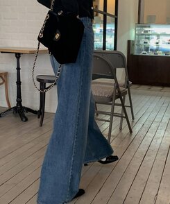 ワイド ハイウエストワイドジーンズ BLUE