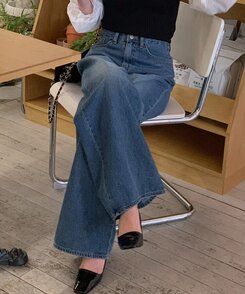 ワイド ハイウエストワイドジーンズ BLUE