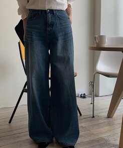 ワイド ハイウエストワイドジーンズ BLUE
