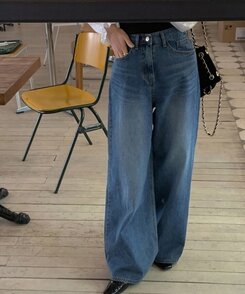 ワイド ハイウエストワイドジーンズ BLUE