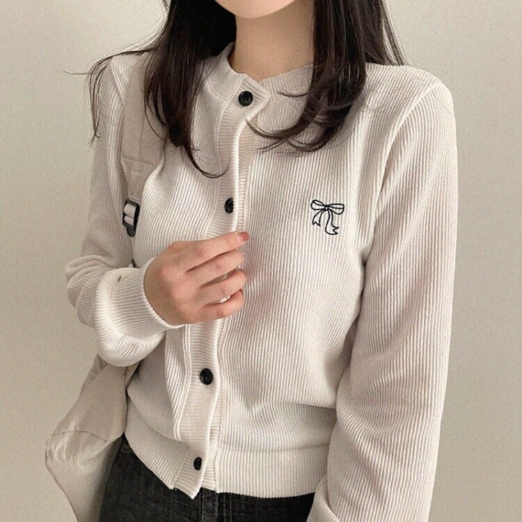 アトリエサガン フリルカーディガン ジャケット リボン刺繍　LL アトリエサガン フリルカーディガン ジャケット リボン刺繍 LL