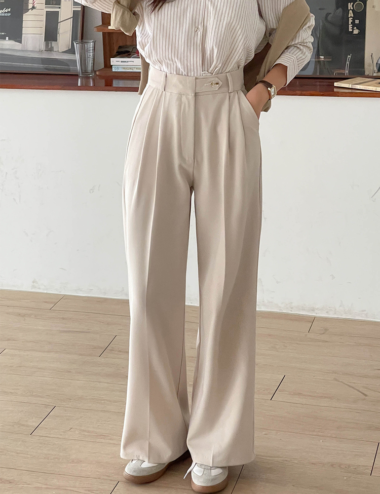 (S~2XL, 숏/기본/롱) 완전편한 차르르 투핀턱 하이웨스트 팬츠 와이드 슬랙스 베이지