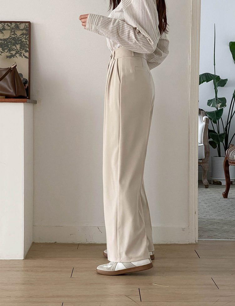 (S~2XL, 숏/기본/롱) 완전편한 차르르 투핀턱 하이웨스트 팬츠 와이드 슬랙스 베이지