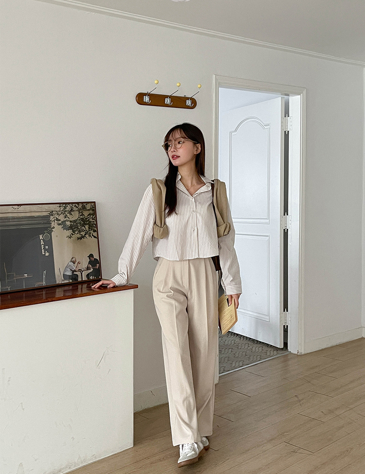 (S~2XL, 숏/기본/롱) 완전편한 차르르 투핀턱 하이웨스트 팬츠 와이드 슬랙스 베이지