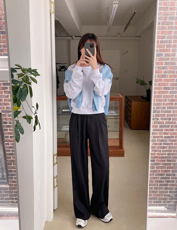 (S~2XL, 숏/기본/롱) 완전편한 차르르 투핀턱 하이웨스트 팬츠 와이드 슬랙스 블랙